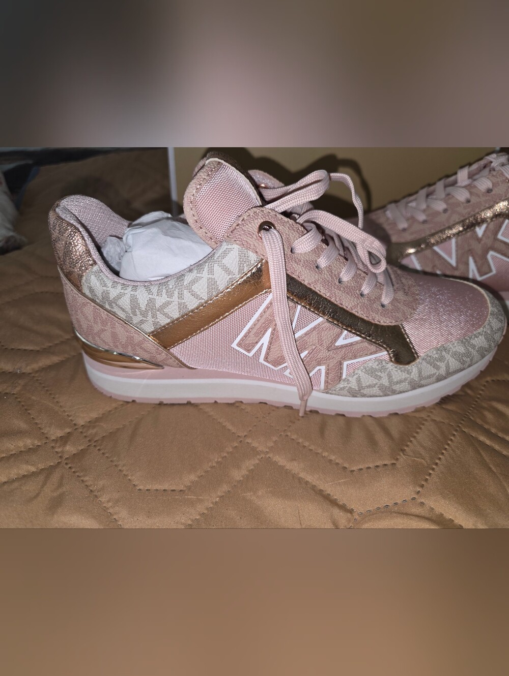 Michael Kors Pink and Rose Gold Logo Runner Sneakers